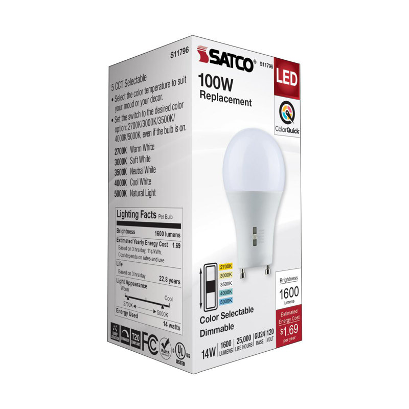 12 Watt White LED Bulb, 100 Watt Equivalent