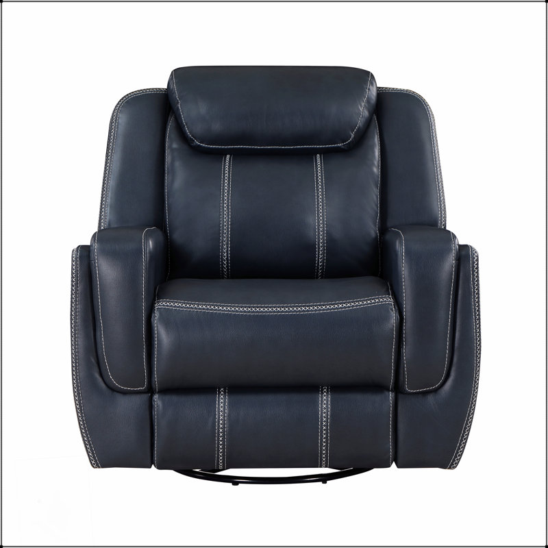 Fauteuil inclinable et pivotant moderne bleu, revêtement en similicuir respirant pour un confort et un style ultimes