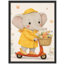 Cute Elephant Scooter Framed Wall Art Prints - Cartoon Animal Kids Room Nursery-125212124-125212127
