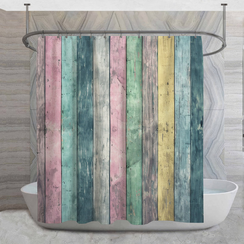 Wood Panels Shower Curtain -  Architecture Bathroom Decor Rustic, 93"H x 70"W