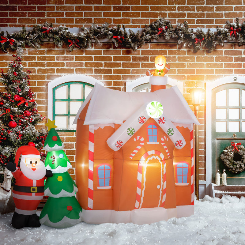 Maison de pain d'épice de Noël 7 'avec lumières DEL pour cour