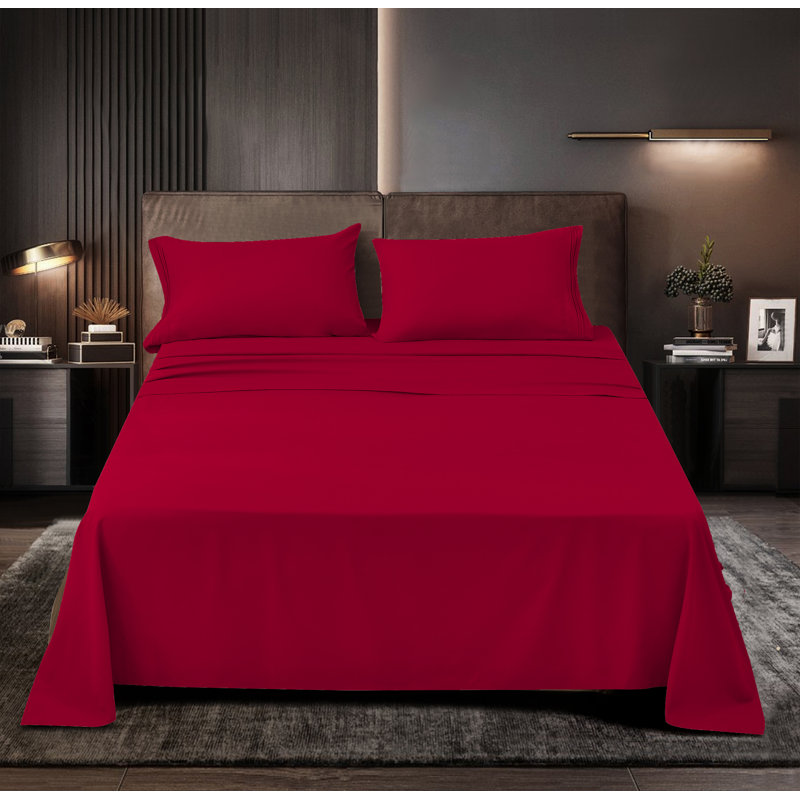 1800 Thread Count Rayon from Bamboo Sheet Set, Red, California King