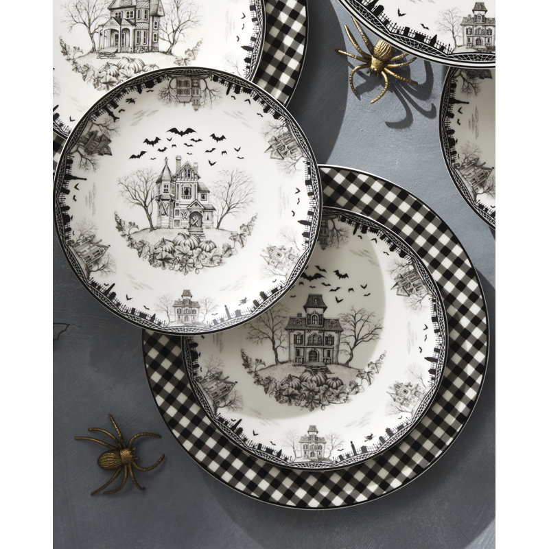 Lenox Haunted Village Accent Plates, Set Of 4, Assorted, Service For 4