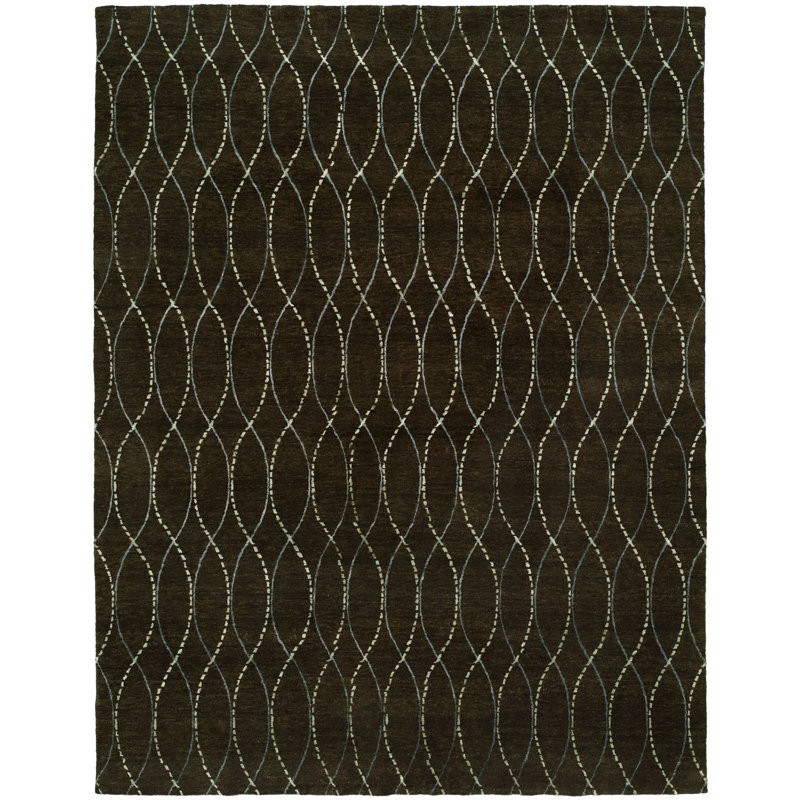 Hazlett Abstract Area Rug in Brown, Rectangle 10' x 14'