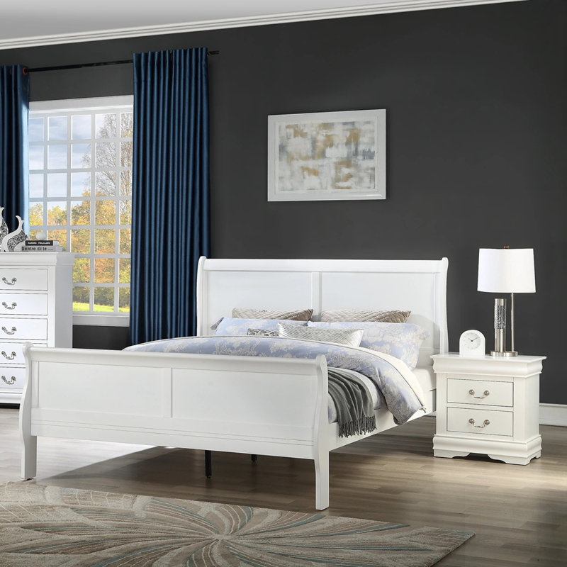 Lit classique avec pieds de support, mobilier de chambre en bois élégant et durable, Grand lit