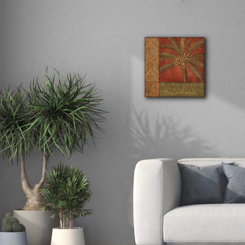 «Golden Palm I» par NBL Studio, art mural en verre acrylique, H 18 po x l 18 po x P 0,75 po