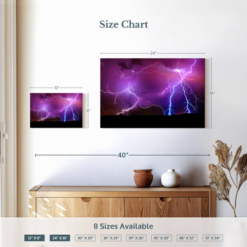 Alvord Arlington Lightning Storm, H 16 po x l 24 po