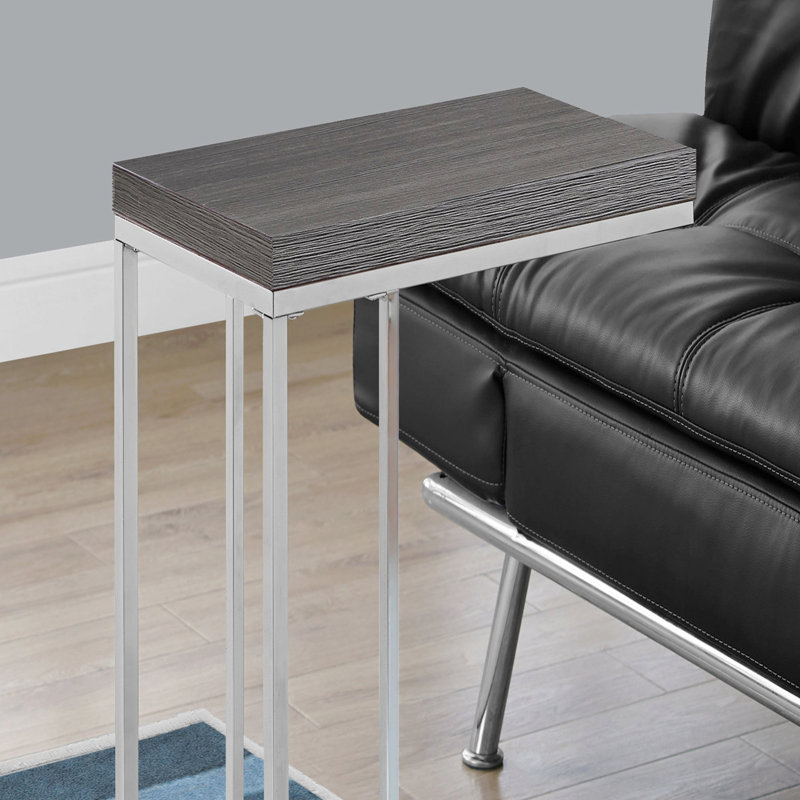 Table d'appoint, en forme de C, bout, côté, collation, stratifié, métal chromé, contemporain, moderne