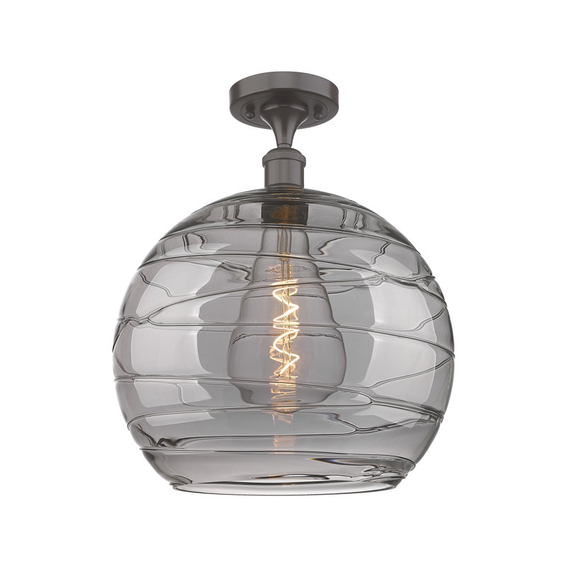 Plafonnier semi-encastré 1 lumière, Bronze huilé, H 16,38 po x l 12 po x P 12 po