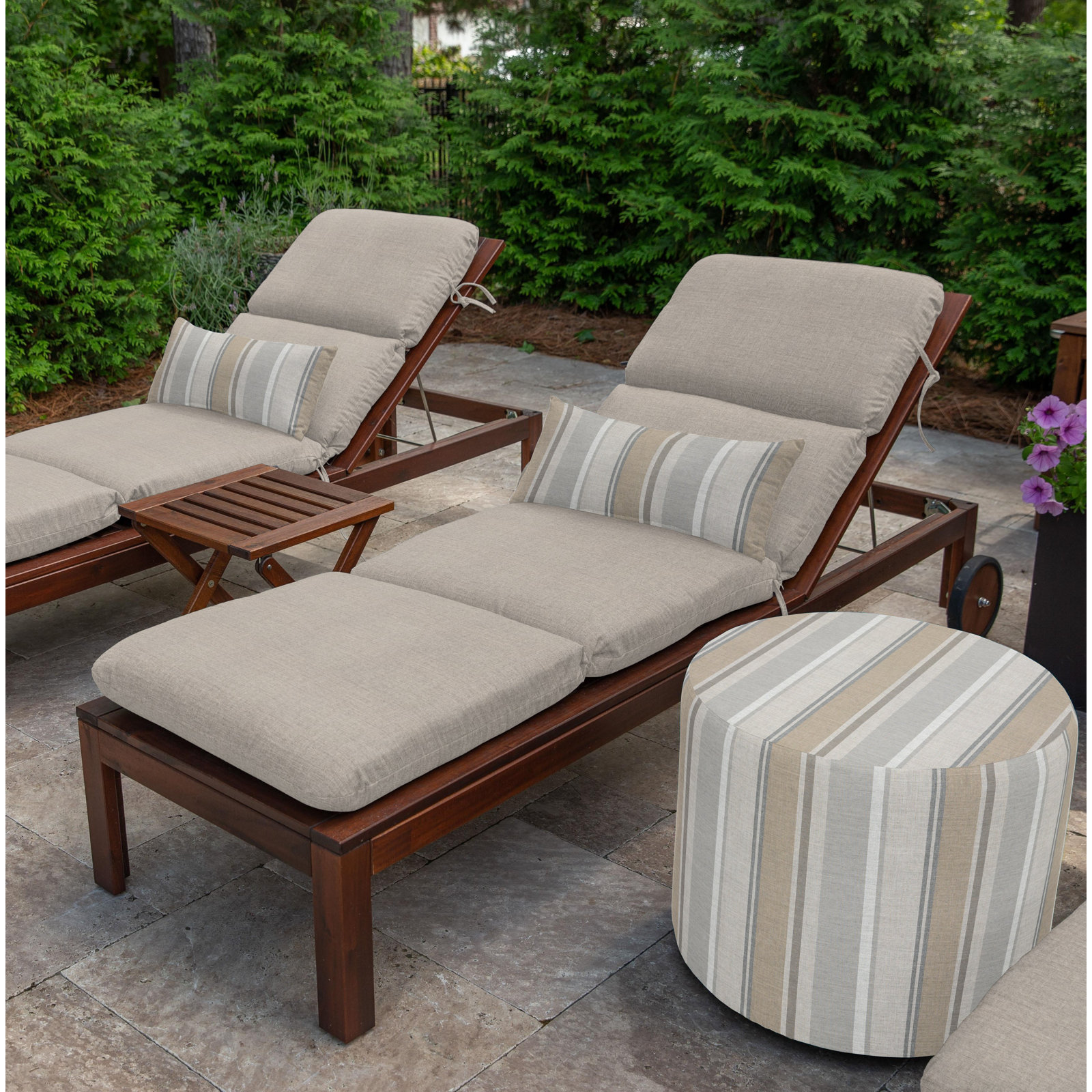 Marlowe Sunbrella® 1-Piece Outdoor Chaise Cushion, Cast Silver Sunbrella®