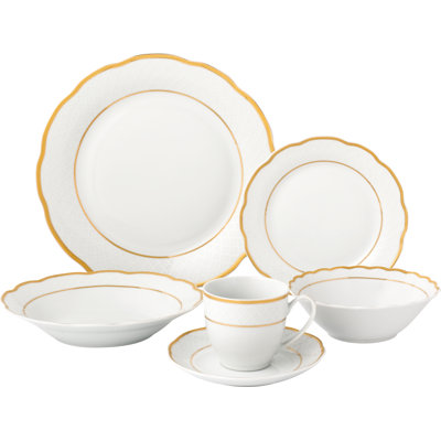 Service de table 24 pièces Lorren Home Trends Gold Wavy, service pour 4