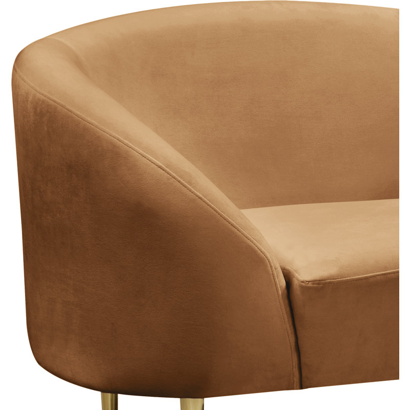 Ritz 43.5" Wide Velvet Barrel Chair, Saddle Velvet