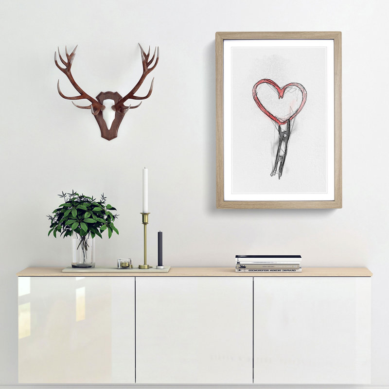 Holding on to Love in Abstract - Picture Frame Graphic Art Print, 48cm H x 36cm W x 2cm D, Oak Framed