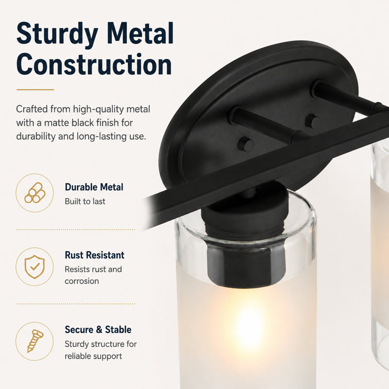 49.25" 6 - Light Dimmable Vanity Light with Glass Shade, Black