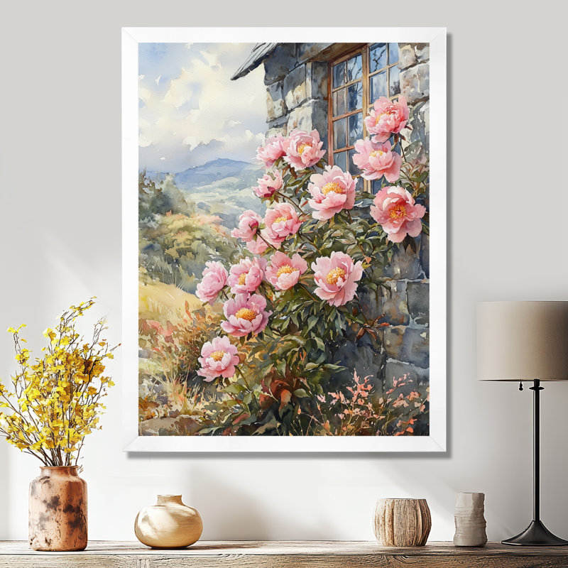 Baltimore - salon d'art mural floral, H 40 po x l 30 po, Reproduction encadrée d'une seule photo, Blanc