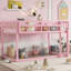 Lit superposé bas simple au-dessus de simple, lit superposé au sol avec échelle, lit superposé simple en bois massif pour et junior, rose-1740657885