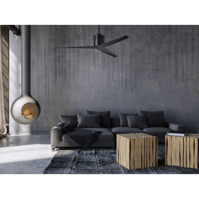 Eliza Outdoor Downrod Ceiling Fan, Matte Black, Matte Black