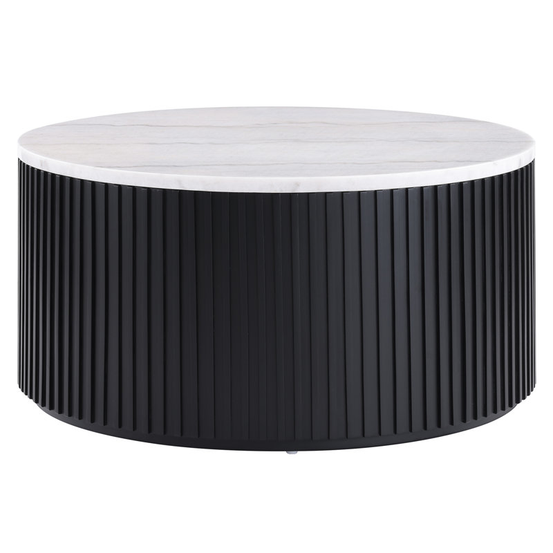 Table basse à roulettes Fiammetta, Plateau blanc / base noire