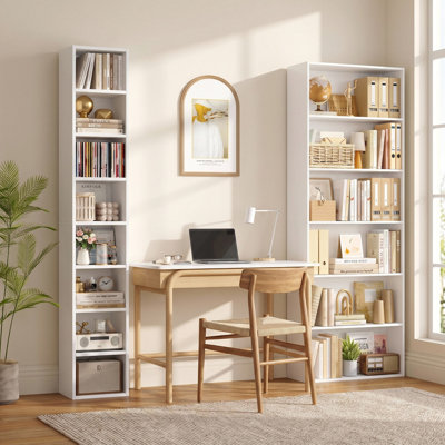 2-Bookcase Set, Large Storage Open Shelves for Living Room/Study