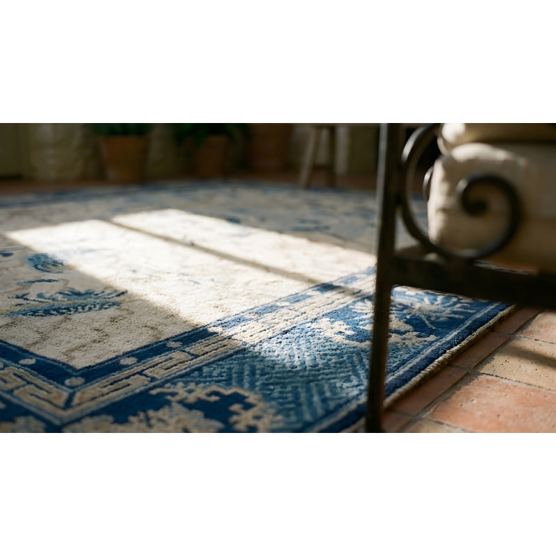 Antique Ivory Hallway Runner Wool Chinese - Peking 1890s Knotted Rectangle Rug