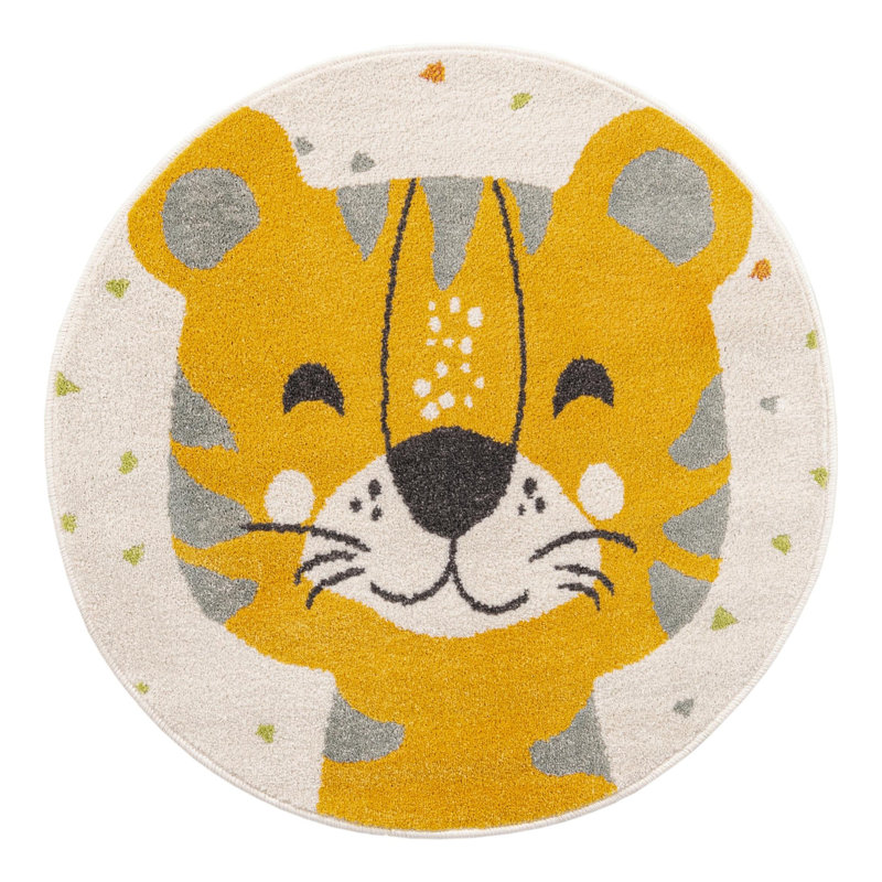 Whimsy Kids Geometric Polypropylene Plastic Rug, Round 3'3"