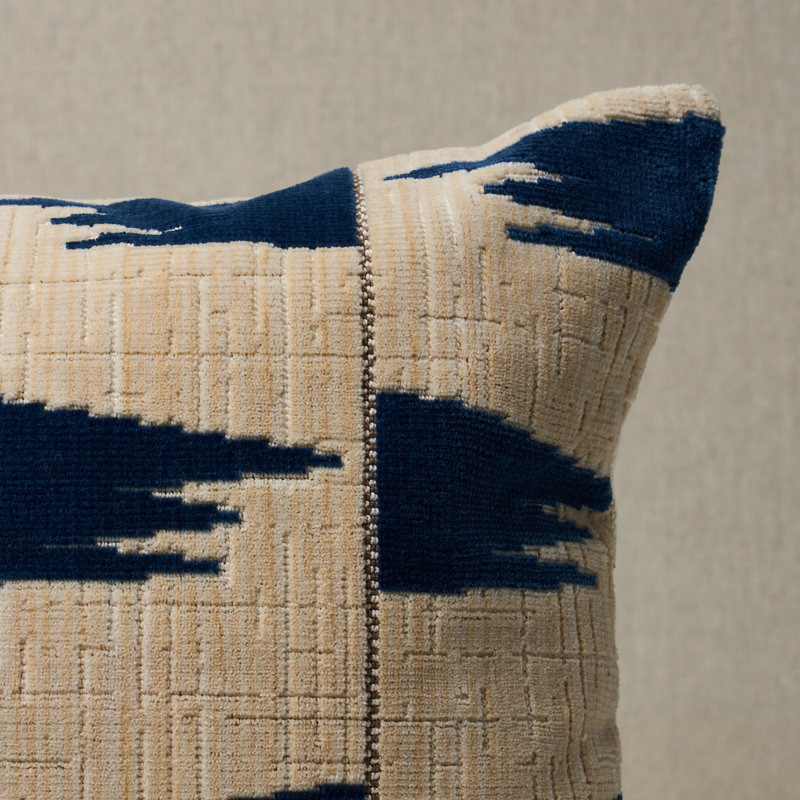Schumacher x David Kaihoi Tutsi Pillow, 12" x 20", Blue/Beige