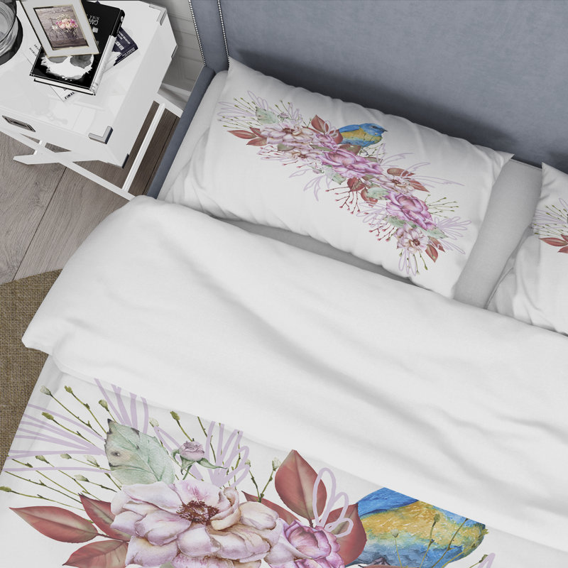 Ensemble de housse de couette en microfibre mauve / vert / vermillon, Housse de couette simple + 1 taie décorative stan