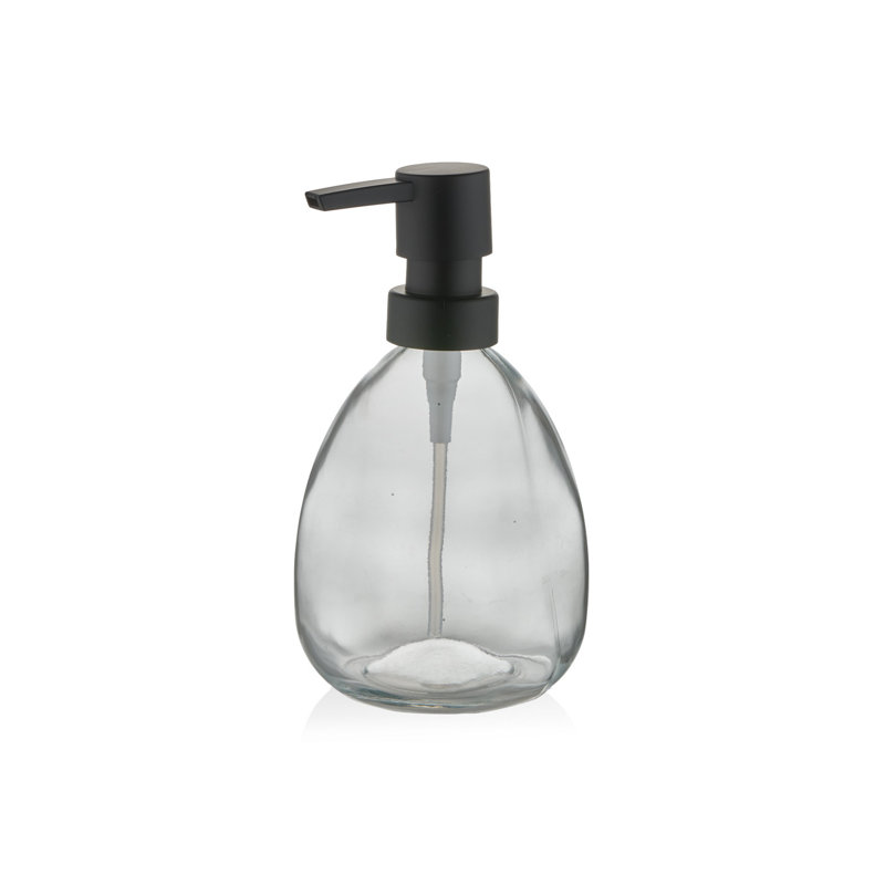 Elegant Glass Soap Dispenser, 4.0 x 4.0 x 6.3 inches | 100% Transparent Glass, Stylish and Durable | Perfect for Kitchen or Bathroom Decor, Easy to Refill and Clean, Modern Design for Any Home