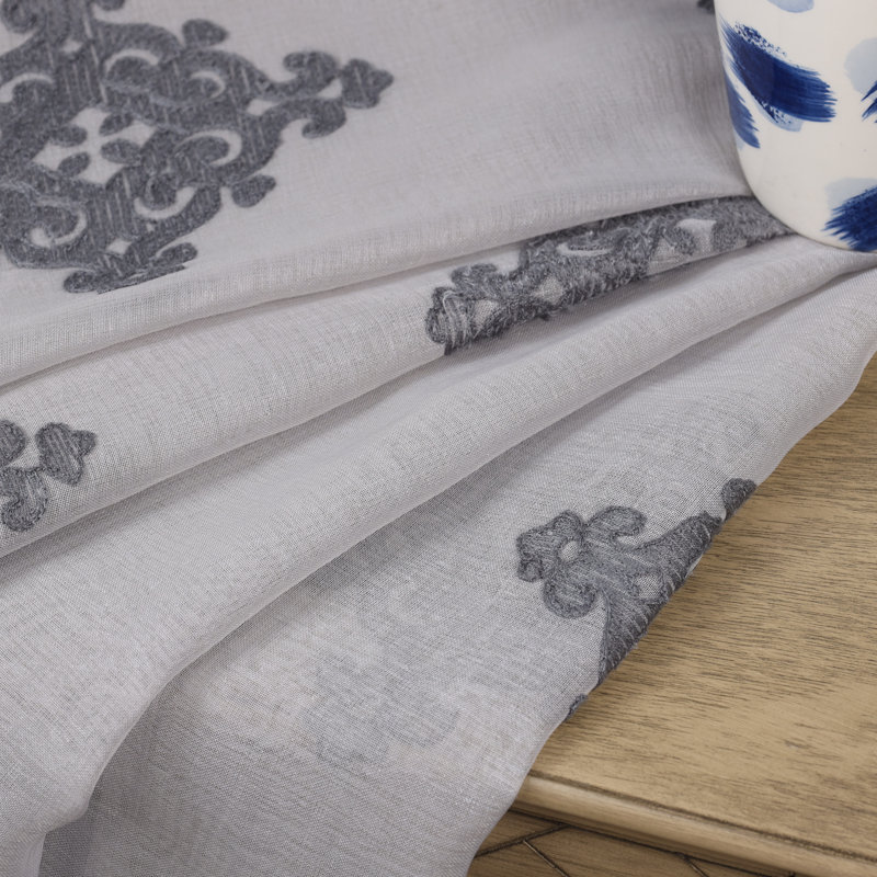 Patric Lightweight Damask Sheer Grommet Curtain Panels, 52" x 63", Charcoal