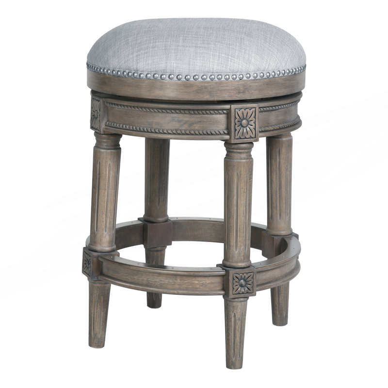 Swivel Upholstered Counter Stool, Grey, 26.05