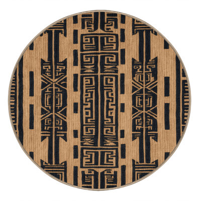 Washable Geometric Tiki Patterns Hawaiian Area Rug