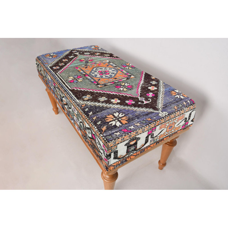 Bohemian Bench, Desk Bench,Ottoman Bench, Upholstered Bench, Turkish Rug Bench, Kilim Bench, Home Decor Bench, Handmade Bench