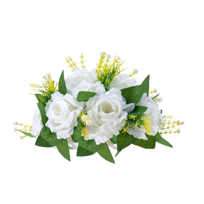 Ensemble de 10 boules de fleurs artificielles - centres de table en soie blanche 9,5 po pour réception de mariage, douche nuptiale et décoration de table