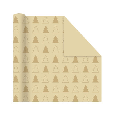 Christmas Wrapping Paper Roll Gold Foil Print Kraft Paper Xmas Gift Wrap Paper with Christmas Designs for Holiday Present Wrapping Decoration Christmas Decorations Gifts
