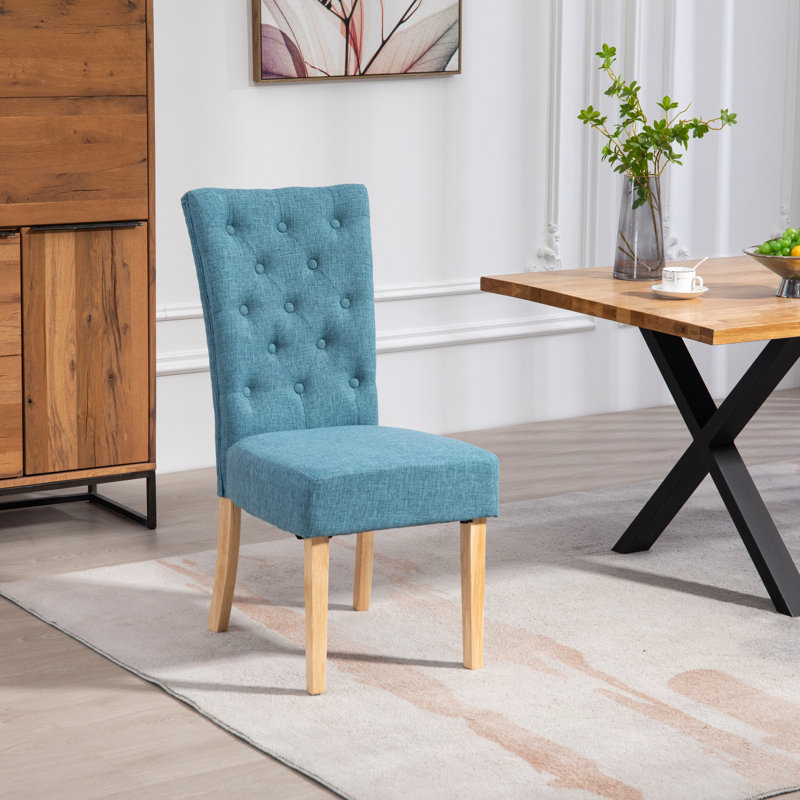 Ainaro 47cm H Fabric Upholstered Wing Back Parsons Chair, Teal