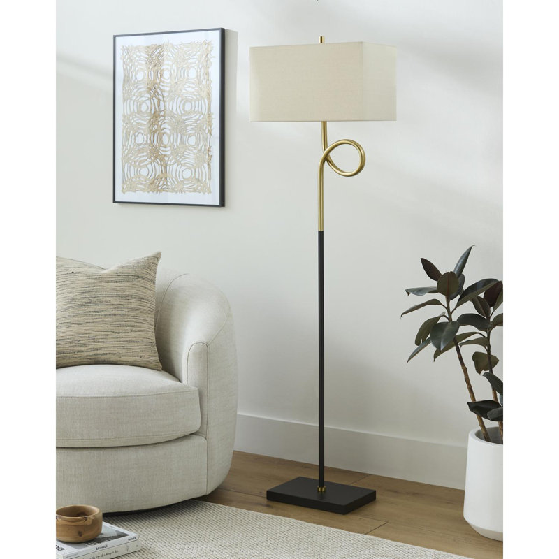Lampe sur pied simple avec abat-jour en lin Lynna