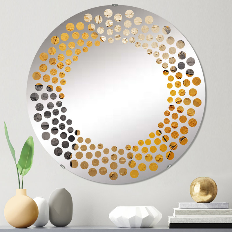 Circle Mirror, 24" H x 24" W, Yellow/Gray