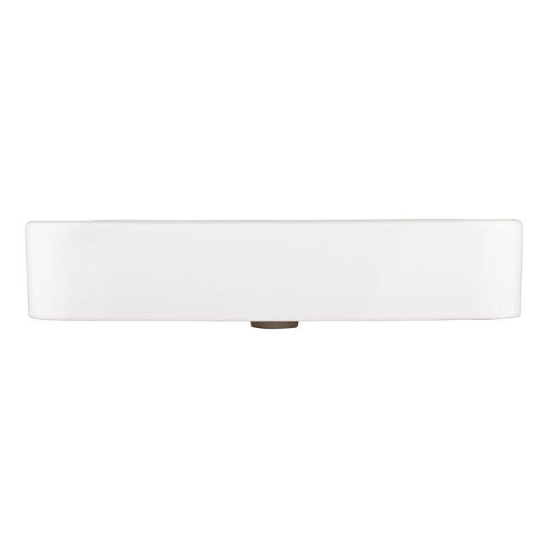 26'' White Ceramic Rectangular Wall-Mount Bathroom Sink with Overflow
