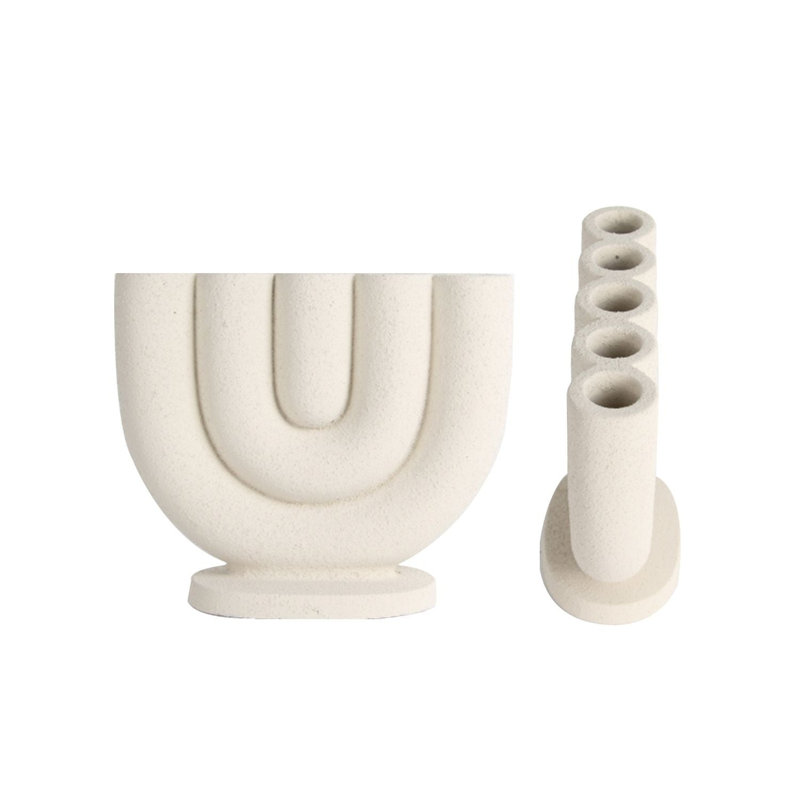 6'' H Ceramic Tabletop Candelabra, White