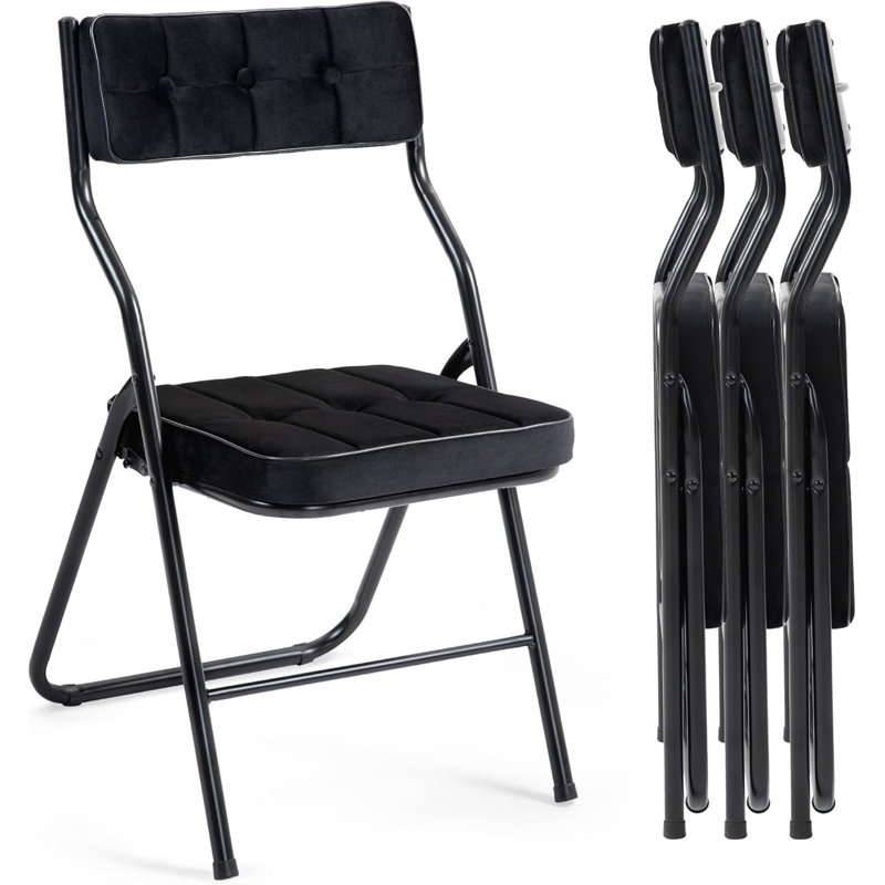 Ensemble de 4 chaises pliantes rembourrées - Chaises de salle à manger rembourrées portables pour les invités