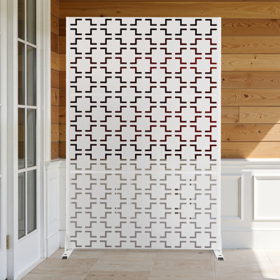70" H x 45" W Metal Privacy Screen with Stand – Freestanding Outdoor Privacy Panel for Deck, Patio, Balcony