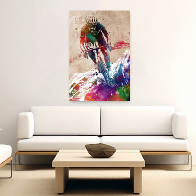 Vibrant Cyclist Action Contemporary Wall Art