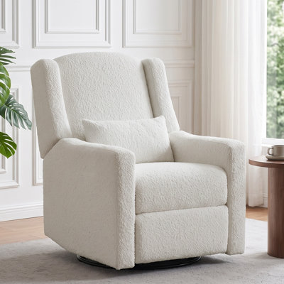 31.4"W Beige Swivel Glider Power Recliner Chair with USB, Modern Electric Recliner Armchair for Living Room & Nursery