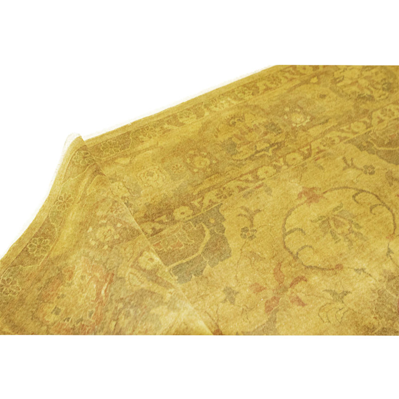 Tapis doré et doré de haute qualité noué à la main