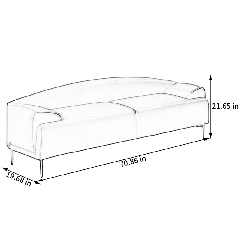Banc rembourré Sile, Blanc cassé, H 21,65 po x l 70,86 po x P 19,68 po