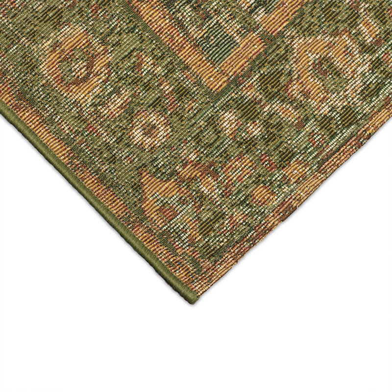 Tapis intérieur / extérieur Marina Heriz - vert, Rectangle 4 pi 10 po x 7 pi 6 po