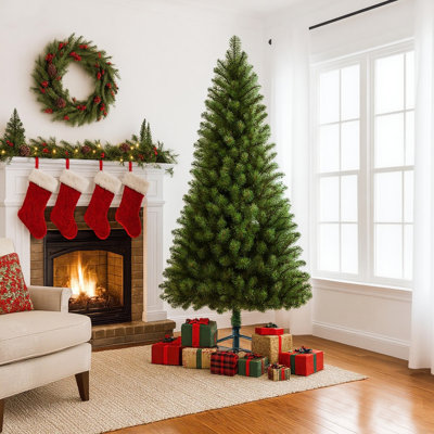 Arbre de Noël artificiel vert 7pi: 775 pointes, branches en PVC et support en métal robuste