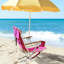 Chaise de plage pliante, chaise de camping pliable à 4 positions avec porte-gobelet et accoudoirs en bois, rose