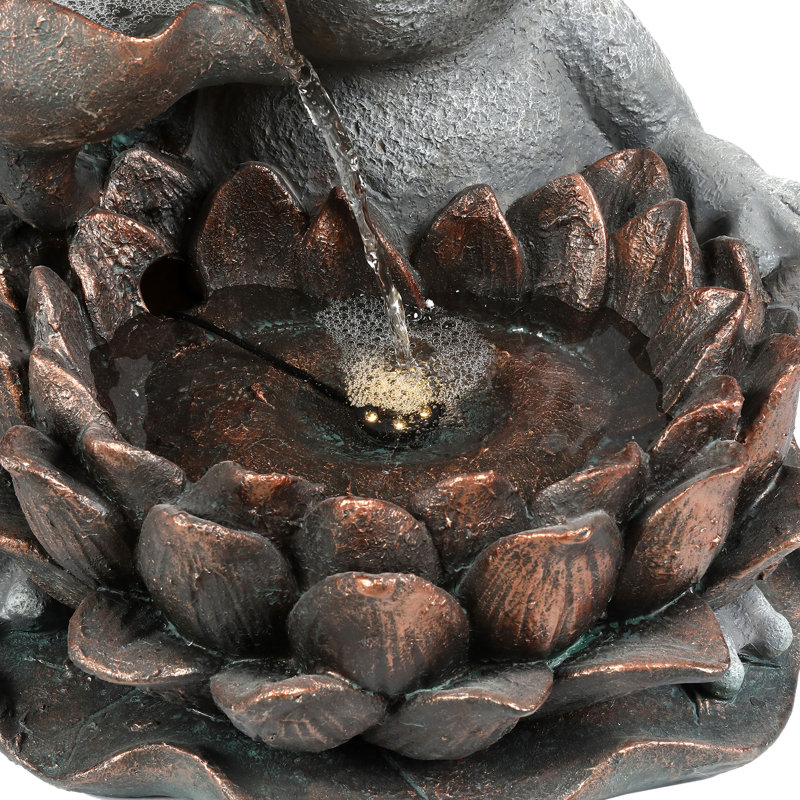 Comanche Hand Crafted Weather Resistant Floor Fountain with Light