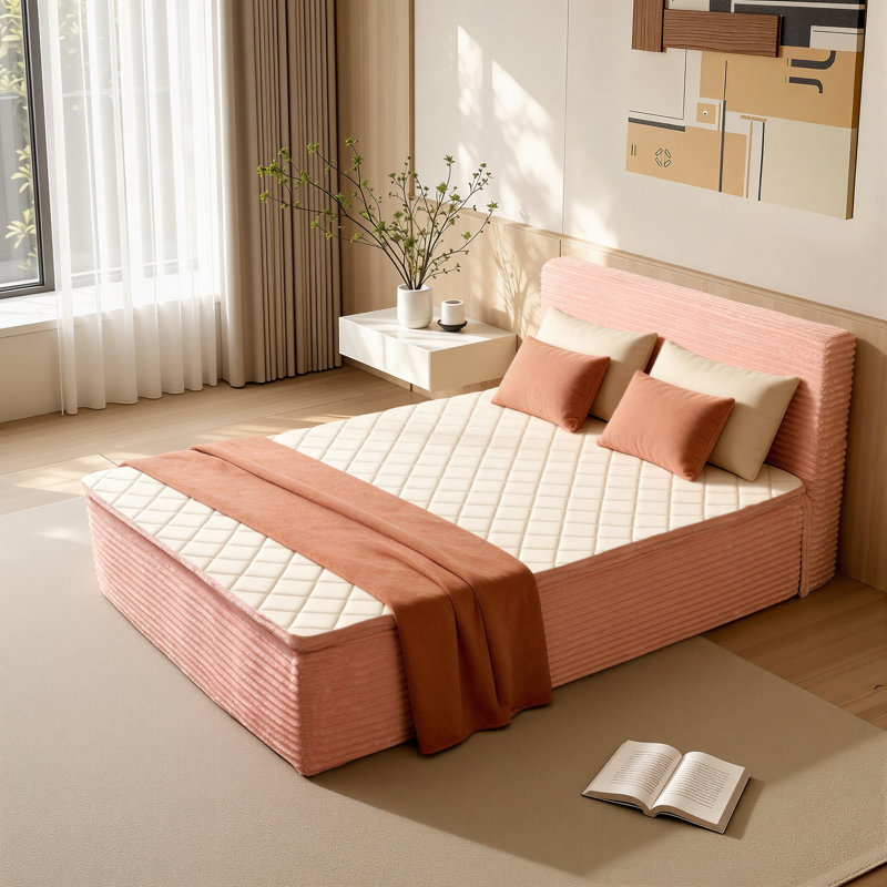 Lit plateforme tapissier simple à compression, Twin, Pink